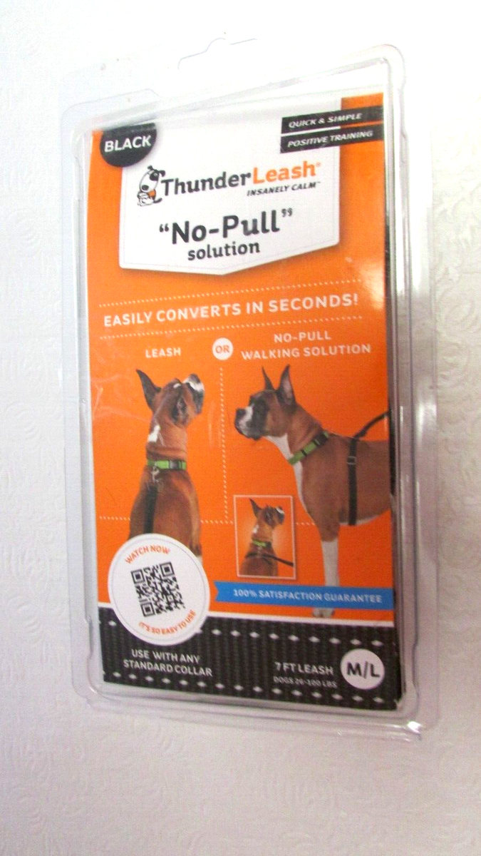 THUNDER LEASH NO PULL SOLUTION BLACK M/L FT LEASH DOGS 26-100