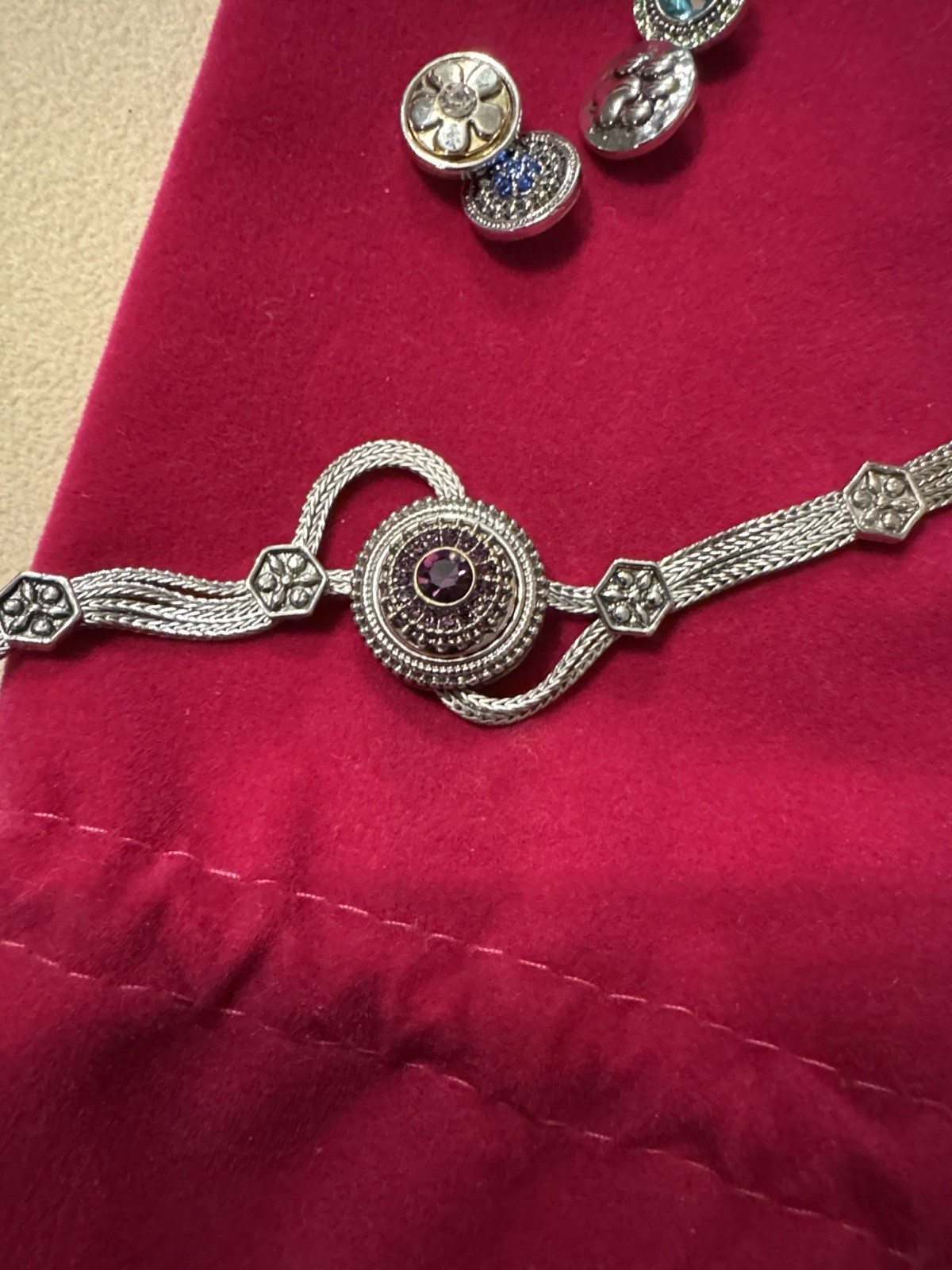 Gingersnaps Silver Adjustable Snap Charm Chain Br… - image 2