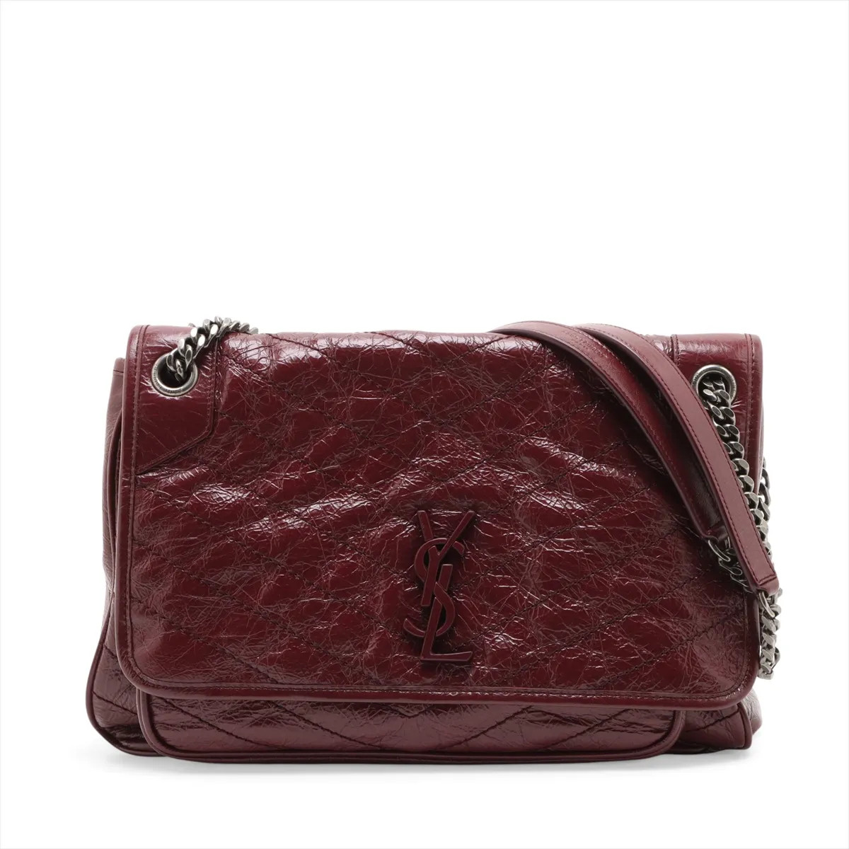 Saint Laurent Paris Niki Leather Chain Shoulder Bag Bordeaux 498883
