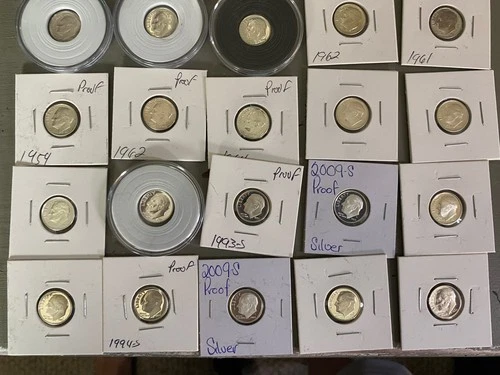 Twenty Proof Silver Dimes To Include A 2018 Reverse Proof Rosevelt Dime.