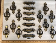 Vintage Brass Drawer Pulls Ornate Handles LOT National Lock H6-3648-001 19pcs 