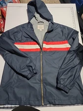 Weatherproof Vintage Wind Slicker Jacket Hooded Size Large