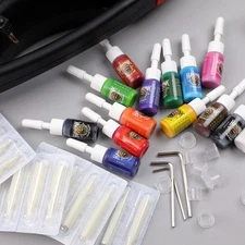 Complete Tattoo Kit 4 Pro Machine Guns 7 Inks Power Supply Foot Pedal Needles