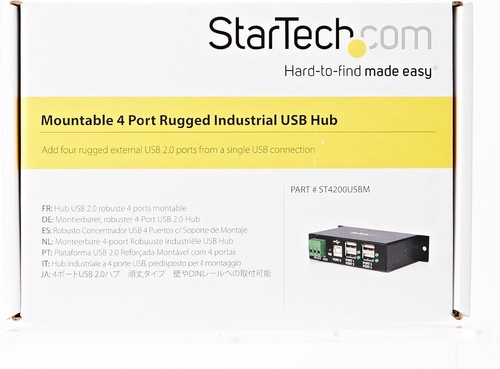 StarTech.com 4-Port USB 2.0 Hub - Metal Industrial USB-A Hub - Din Rail, Wall or - Picture 10 of 10