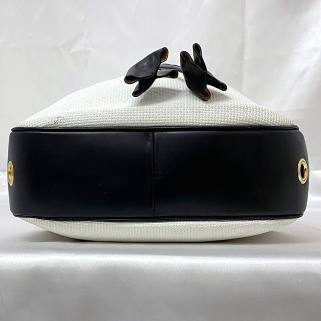 Y0802 Borsa a tracolla Yves Saint Laurent con coulisse Ec 21914 pelle pvc bianco navy