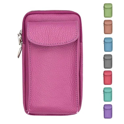 DAMEN LEDER TASCHE CROSSBODY Handy Smartphone Umhängetasche Schultertasche BÖRSE - Bild 1 von 4