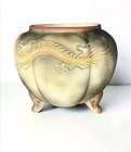 Antique Nippon Hand Painted Moriage Dragon Claw Footed Jardiniere Planter Japan — photo 3