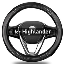 Black Deluxe Carbon Fiber Steering Wheel Cover For Toyota Highlander 2001 - 2025