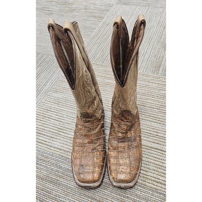Circle G Mens Brown Patchwork Caiman Square Toe Western Cowboy Boots. 9.5D