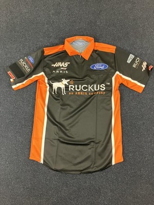 NASCAR Ruckus Haas Ford Racing Pit Crew Shirt Mens Small Orange Simpson USA