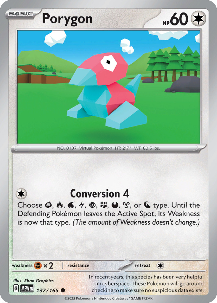 151 Porygon Reverse Holo 137/165 NM