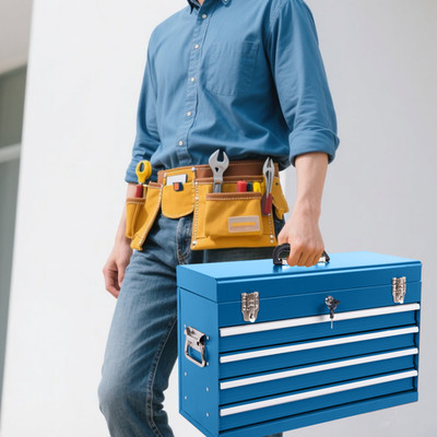 21-inch 4-Drawer Metal Tool Box Lockable with EVA Liners Ball Bearing Slides