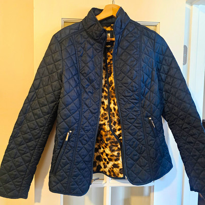 Laundry by Shelli Segal Women s Blue Quilted Zip Jacket, Short, Pockets, S