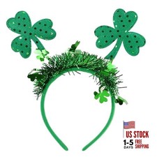 St Patricks Day Headband Sequins Shamrock Hair Band Green Clover Hair Hoop