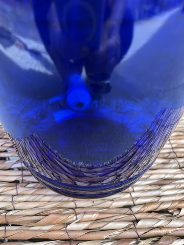 VTG 70’s Cobalt Dark Blue Glass Drink Dispenser Jar~ Sun Tea Spigot & Pour Spout - Picture 10 of 11