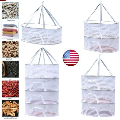 4 Layer Hanging Dry Net with Zips Removable for Flowers Buds Plants Organizer