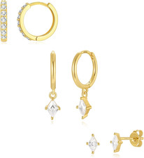 Gold Hoop Earrings Set for Women, Dainty 14K Gold Plated Huggies Earring, Sterli