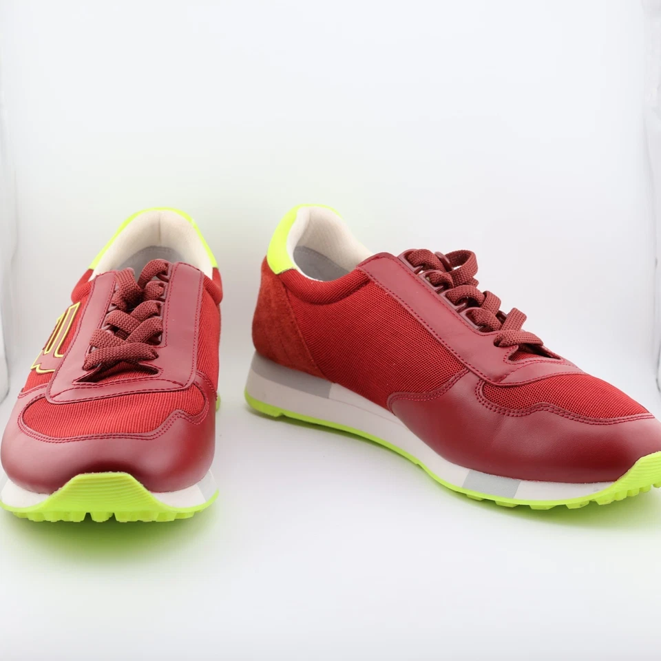 Bally Gavino Galaxy Zapatilla Baja Rojo Cuero y Gamuza Acento Amarillo Fluo EE. UU. 8 Foto 4 de 4