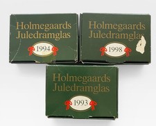  3 Dram Glasses Christmas Holmegaards Juledramglas 1993 Set of 2 Original Boxes 