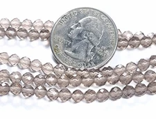 4mm Smoky Quartz Faceted Round Gemstone Beads 8-Inch Strand
