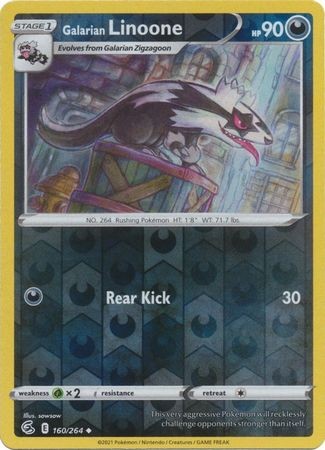 GALARIAN LINOONE 160/264 FUSION STRIKE POKEMON (REVERSE HOLO, NM)
