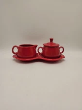 Homer Laughlin "Fiesta Scarlet" 10 Inch Cream & Sugar Set