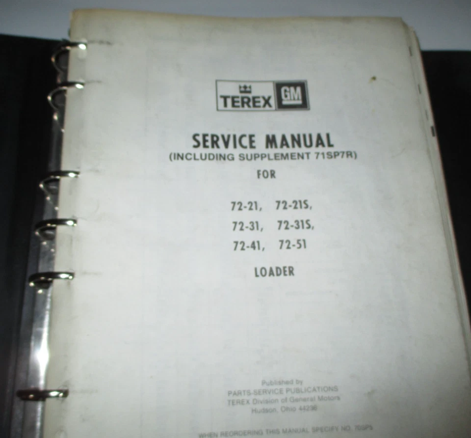 Terex 72-21, 72-21S, 72-31, 72-31S, 72-41 72-51 Loader Service Repair Manual OEM - Image 2 of 4