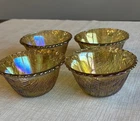 Vintage Set Of 4 Indiana Glass Marigold Carnival 4.5" Bowl - Basket Weave