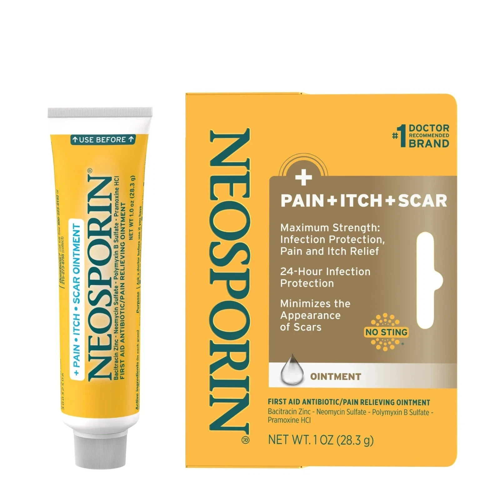 Neosporin Pain Itch + Scar First Aid Antibiotic Ointment 1 oz Tube NEW EXP 2028