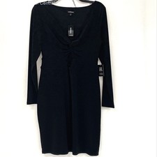 NWT Express Black Keyhole Neckline Long Sleeve Dress Women s Sz M