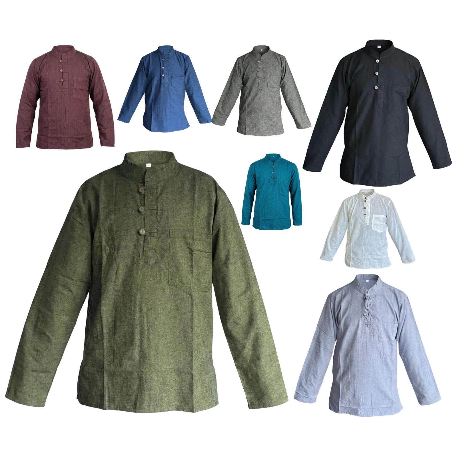 Men Hippie Shirt Collarless Plain Cotton LongSleeve button boho Top stripedsm Xl
Opens in a new wind