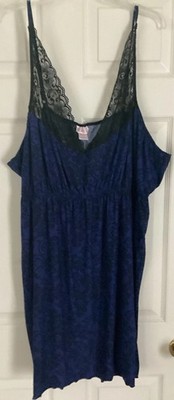 Silky Sexy 6X Babydoll Nightie Black & Royal Blue New Polyester Blend