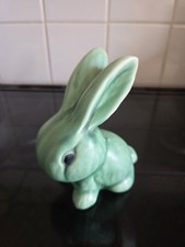 Wade Heath Sylvac Pottery Green Snub Nose Rabbit Bunny Figure 5.5 "