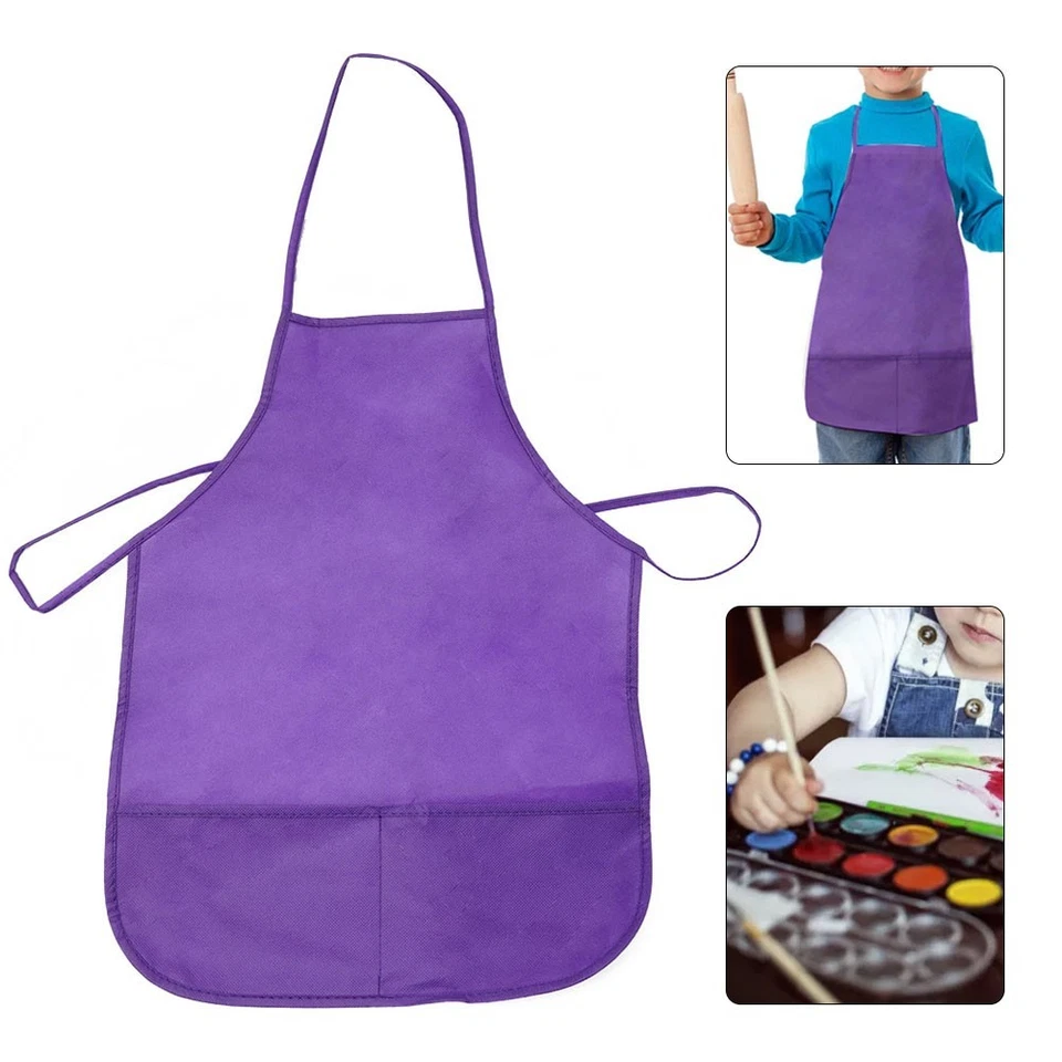 Bambini Tessuto Grembiuli con Tasche Cucina Playing-Games Arti Mestieri Pittura - Immagine 3 di 4