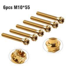 6pcs Bolts Torx Head Flange Screws M10x55mm gFor Motorcycle Bike Gold