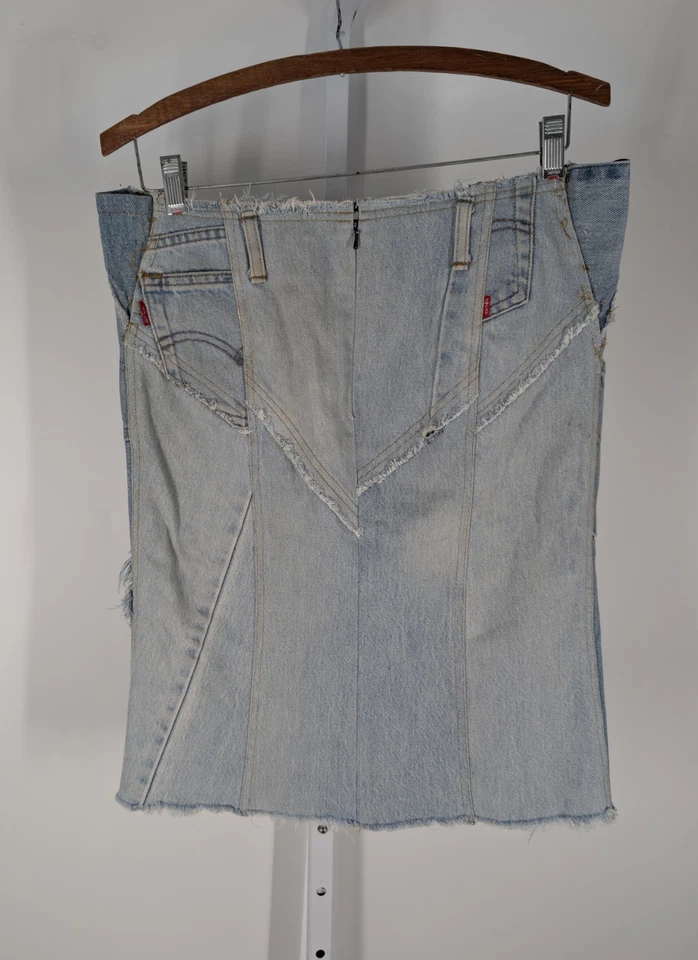 Jungle Cat Японии винтажный Y2K 90-х деконструированный Levi's юбка корсет джинсовой ткани джинсы - Изображение 3 из 4