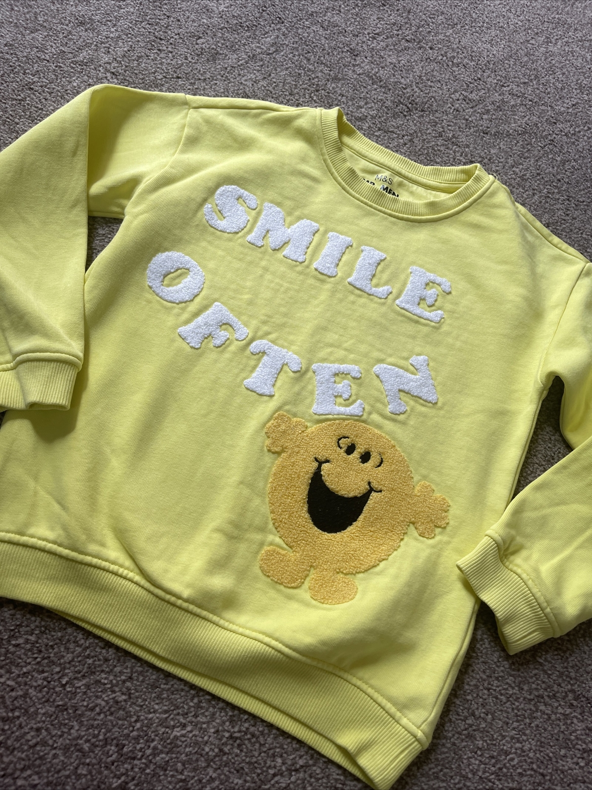Mu0026amp;S Marks And Spencer Mr Men Mr Happy Yellow Sweatshirt Jumper 6-7  Years | eBay