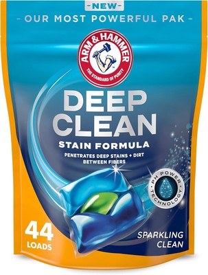 ARM & HAMMER Deep Clean Stain Formula, Laundry Detergent 44 Count (Pack of 1) 
