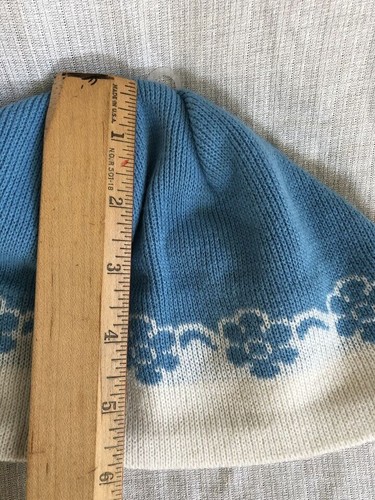 The North Face Hat Beanie Infant Baby Blue White Knit Fleece Inner Rim Canada - Picture 8 of 8