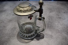 chope à bière Kanterbrau verre décor dépoli  et couvercle en métal, Rastal