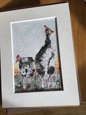 ORIGINAL watercolour Painting gift Card Mounted WATERCOLOUR Christmas Turkey 🦃