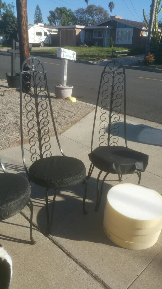 5 Vintage MCM Saleterini? High Back Wrought Iron Dining Set Chairs Super Stylish - Image 4 of 4