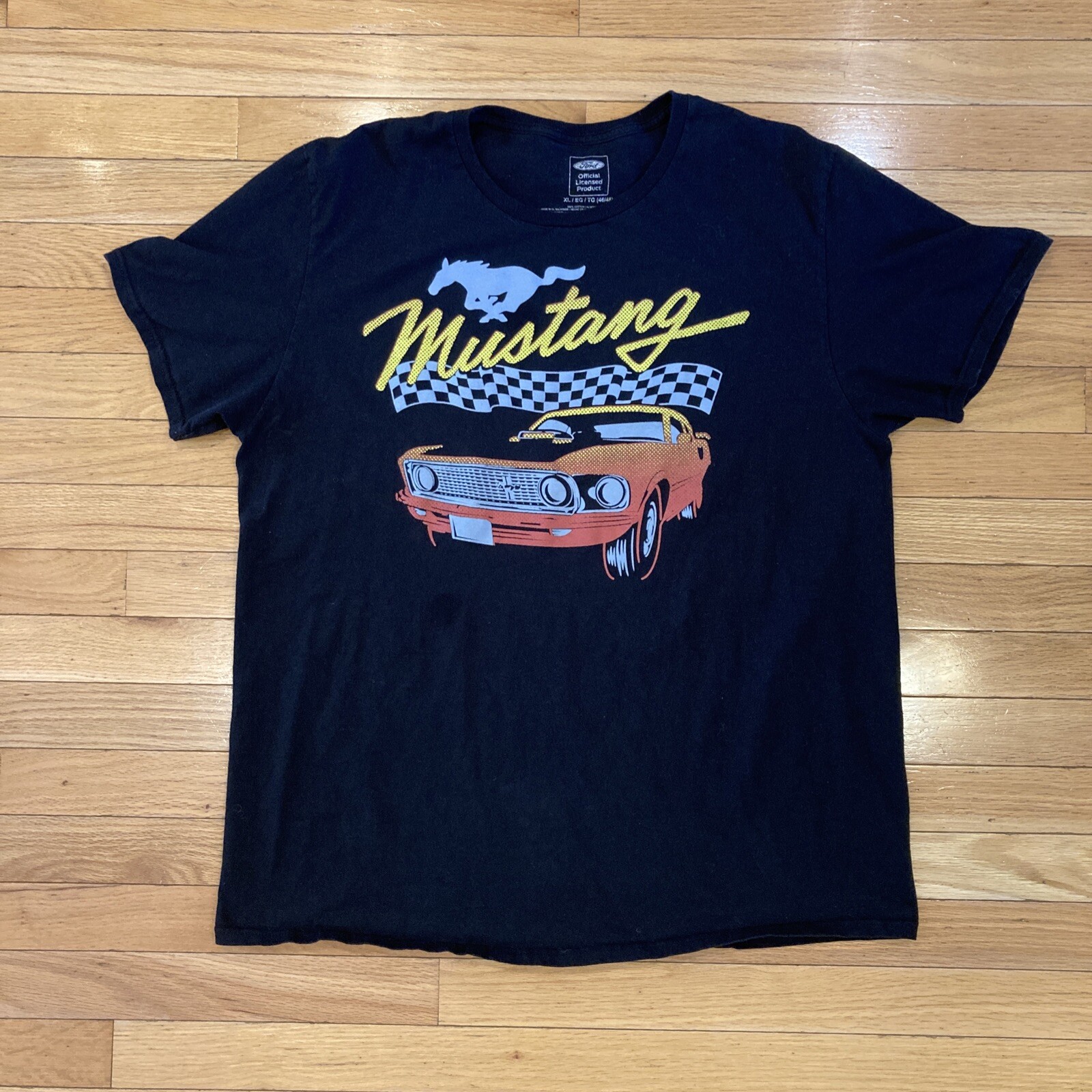 PONY Camicia Ford Mustang Adulto XL Extra Large Nera Auto Corsa Manica Corta T Uomo