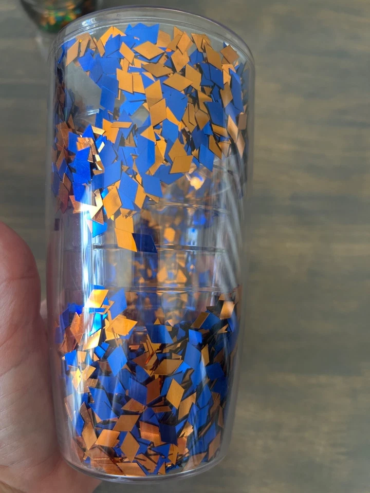Set 2 Vintage Tervis Tumblers Confetti Glitter 16 oz Flake Cups - Image 3 of 4