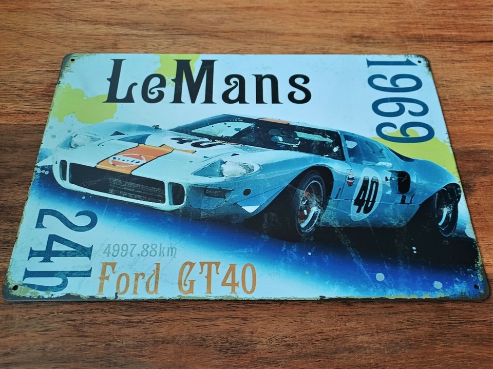Ford GT40 metal plaque 24h Le Mans Gulf 1969 Retro classic car 20x30 cm ...