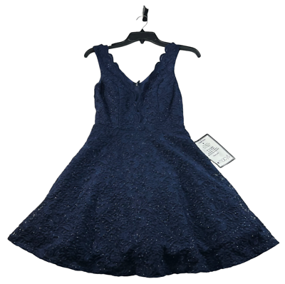 City Studio Fit & Flare Dress Womens Size 3 Navy Lace Glitter Sleeveless  New | eBay