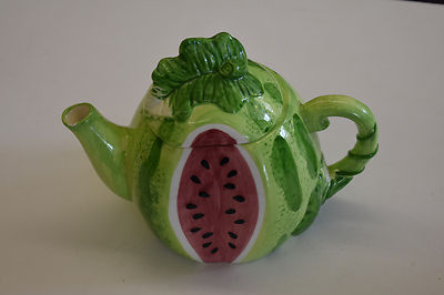 World Bazaars Watermelon Tea Pot/W Lid  Excellent Condition!
