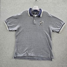 VINTAGE Warner Bros. Studio Store Men Polo L Blue Bugs Bunny Embroidery Check