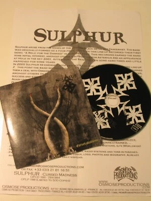SULPHUR Cursed Madness RARE CD PROMO CARDSLEEVE +Sheet Marduk Dark Funeral Mist - Photo 1/2