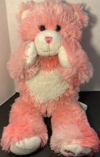 Build A Bear Pink White Teddy Bear Plush Kisses Fur You Heart Magnetic Paws Toy